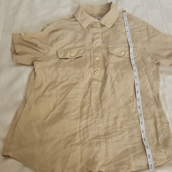 Banana Republic 100% Silk Short Sleeves Top Champagne XS - Picture 10 of 16